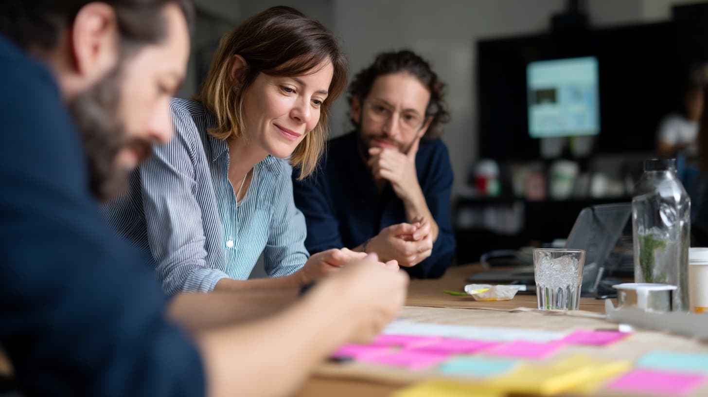 Teilnehmende entwickeln im Workshop gemeinsam Ideen mit Haftnotizen